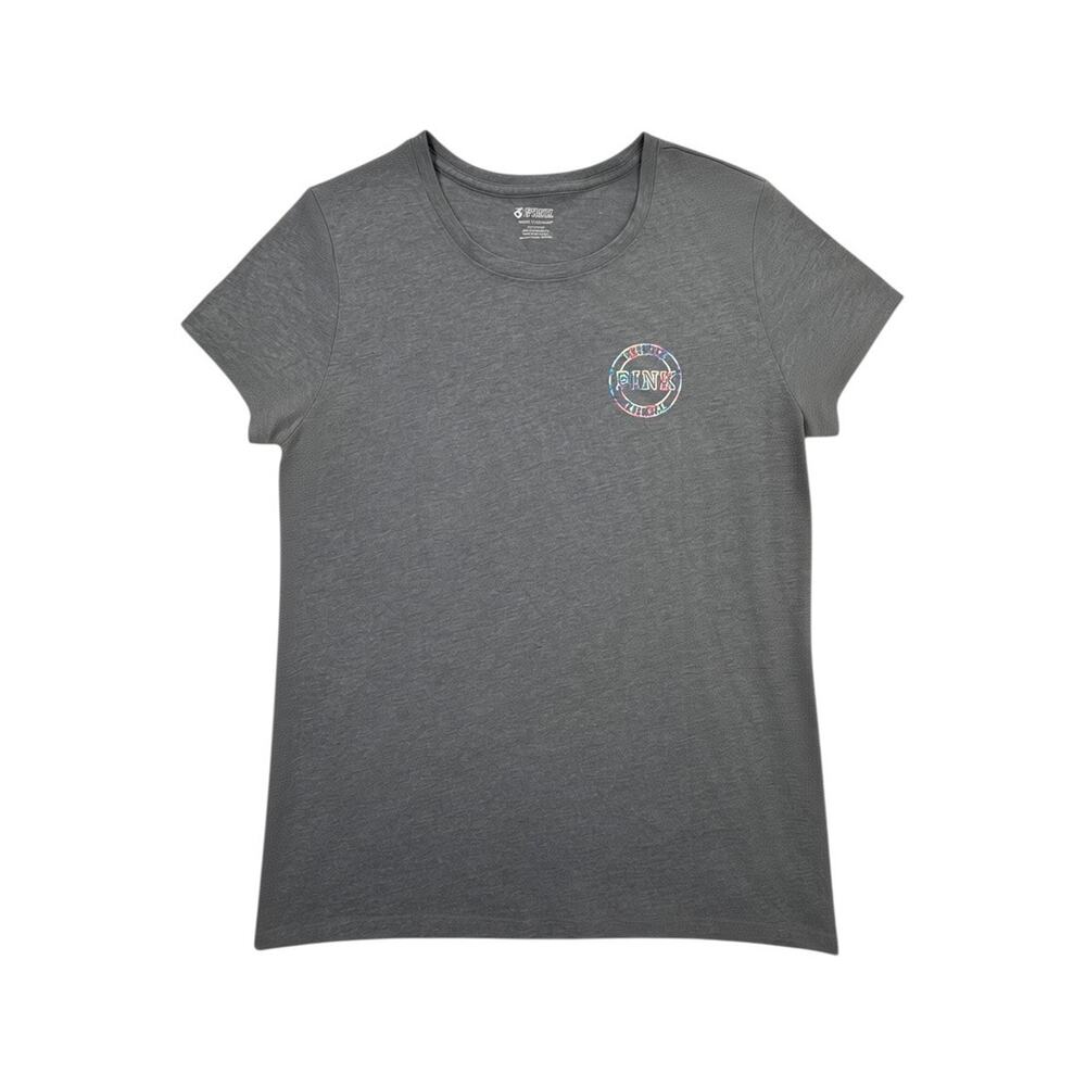 Victoria's Secret PINK Short Sleeve Graphic Womens T-Shirt Heather Grey Size L